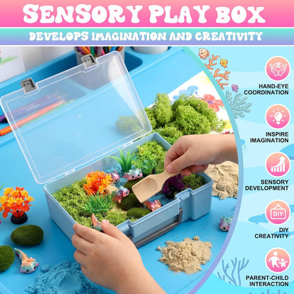 Jenaai Dinosaur Sensory Bin Dinosaur Excavation Archaeology Dig Kit Dino Skeletons Bones Puzzle Game Sandbox Storage with Lid Sand for DIY Making Kit Decoration Gifts Pretend Learning Construction
