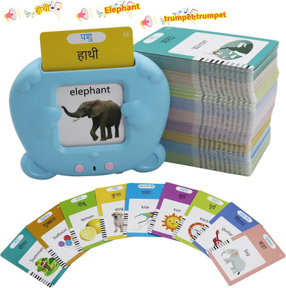 Spanish & English 510 Words Alphabet Bilingual Talking Flash Cards for 3-8 Years Toddlers, Pocket Speech Buddy Therapy Autism Toys, Educational Learning Interactive Toy for Boys Girls Kids Gifts Blue