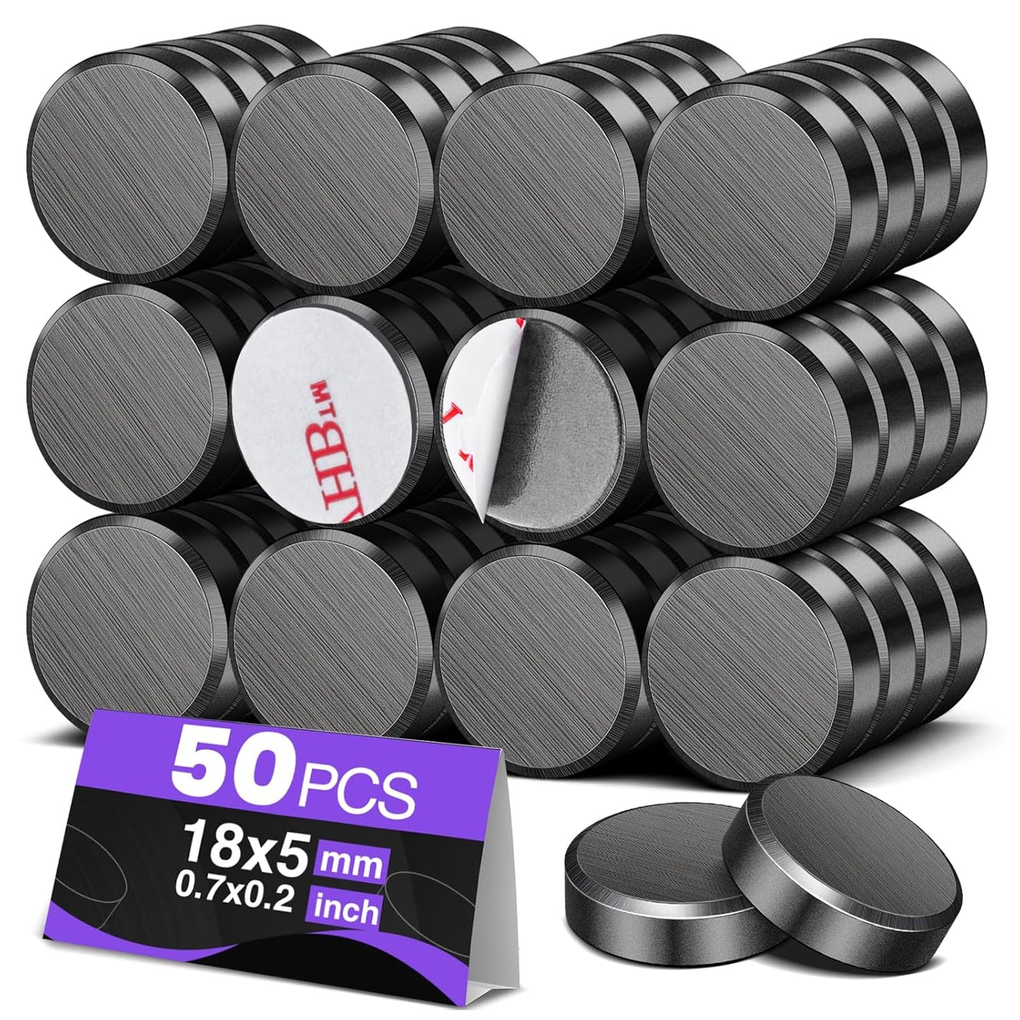 TRYMAG 55 Pack Magnets for Crafts with Adhesive Backing, 1 Inch (25mm) Ceramic Magnets Small Magnet Round Disc for Refrigerator Button DIY Cup Tiny Magnet Craft Hobbies, Science Projects
