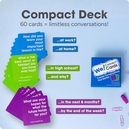 We! Connect Cards - Conversation Cards to Build Trust & Connection - Ideal Office Games, Ice Breakers & Educational Team Building Games - Featured by TEDx (60 Color-Coded Pieces)