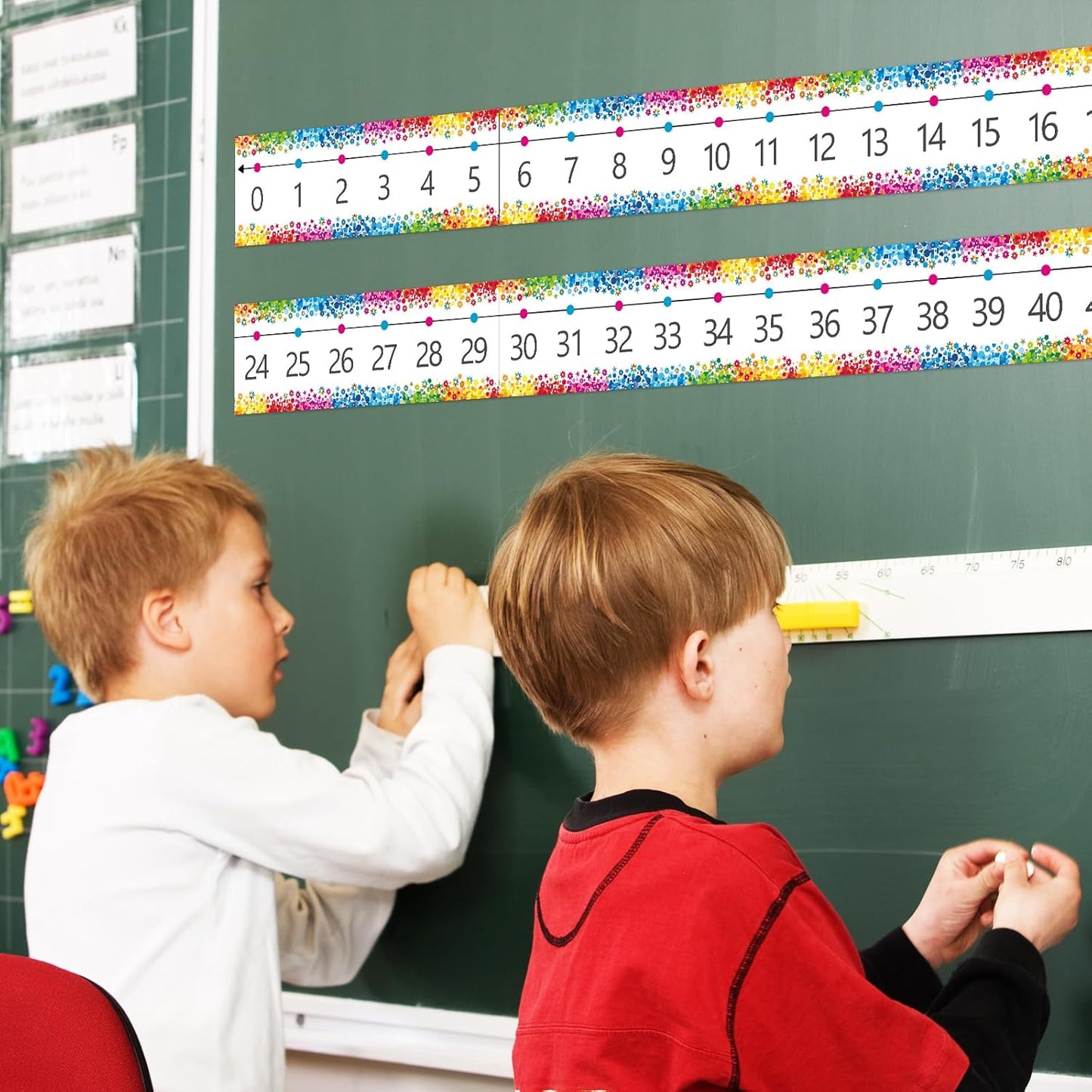 Number Line Bulletin Board Border,0-100 Number Line for Classroom Wall Decor,Math Bulletin Board Border Classroom Decoration