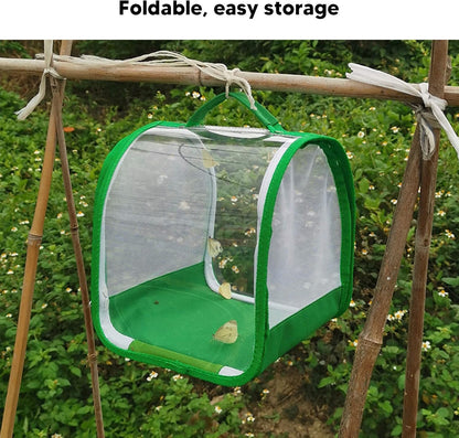 Small Butterfly Habitat,Ins ect Habitat Cage Pop up 360 Degree Full Transparent Foldable Butterfly Habitat Cage,Collapsible Ins ect Mesh Cage(7.9x7.9x8.9in)