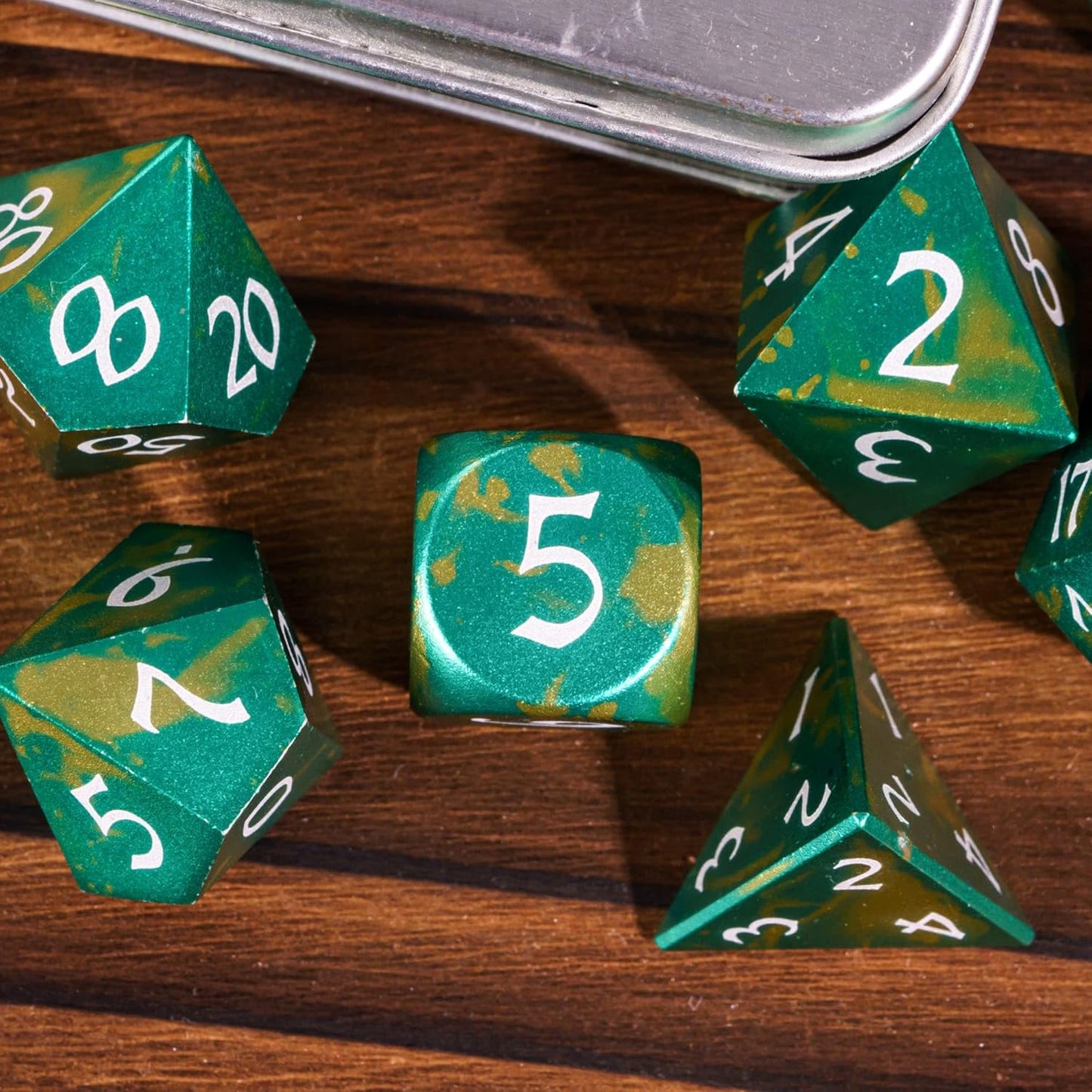 UDIXI Steampunk Metal Dice Set, 7 Die Polyhedral DND Dice Set for D&D Role Playing Game and Math Teaching (Ancient Copper)