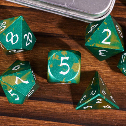 UDIXI Steampunk Metal Dice Set, 7 Die Polyhedral DND Dice Set for D&D Role Playing Game and Math Teaching (Ancient Copper)