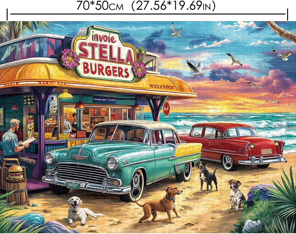 Puzzles for Adults 1000 Pieces,Seaview Campground Jigsaw Puzzle with 1:1 HD Poster, Perfect Interlocking No Dust, Stress Relief Ideal Gift for Family Games