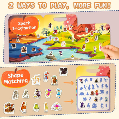 Reusable Sticker Books for Toddlers 1-3, Puffy Stickers Book for Kids Ages 2-4, Toddler Travel Activities Book Toy for Birthday Christmas - Christianity Jesus, Noah's Ark, Fairy Tales(3 Set)