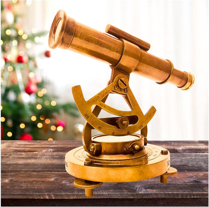 Brass Alidade Decorative Telescope 4" with Base Compass Gifts (4 Inch)