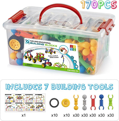 Caferria Kids Building Kit STEM Toys, 110 Pcs Educational Construction Engineering Building Blocks DIY Learning Set for Ages 3-10 Year Old Boys Girls, Best Gift for Children Creative Games Fun Play