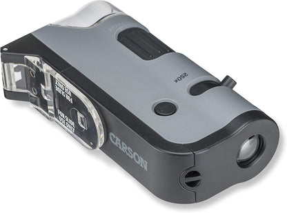 Carson MicroFlip 100x-250x, LED UV Pocket Microscope with Smartphone Clip, STEM Education (MP-250)