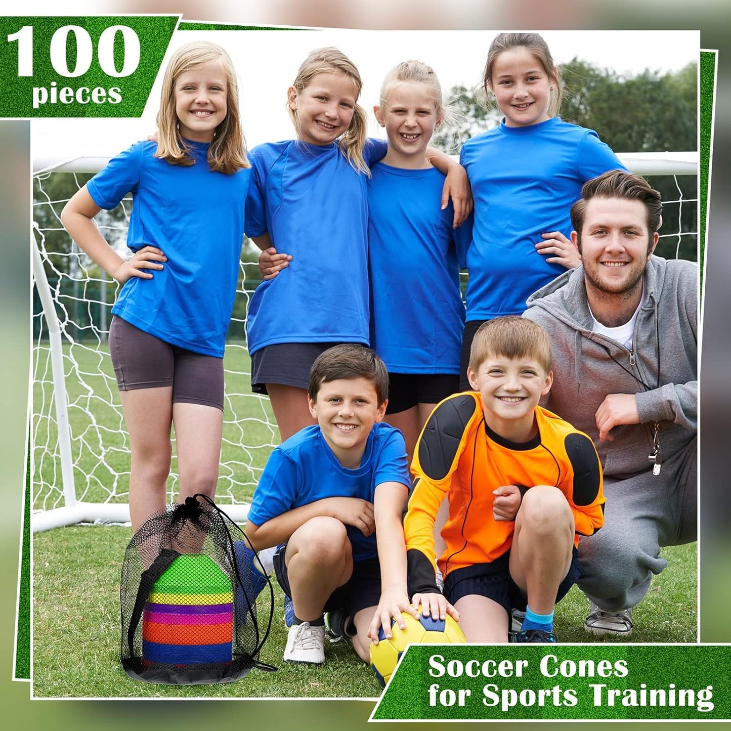 Hanaive 100 Pieces Mini Soccer Cones for Sport Drills 5 Inch Agility Disc Cones with Accessories for Kids Football Training