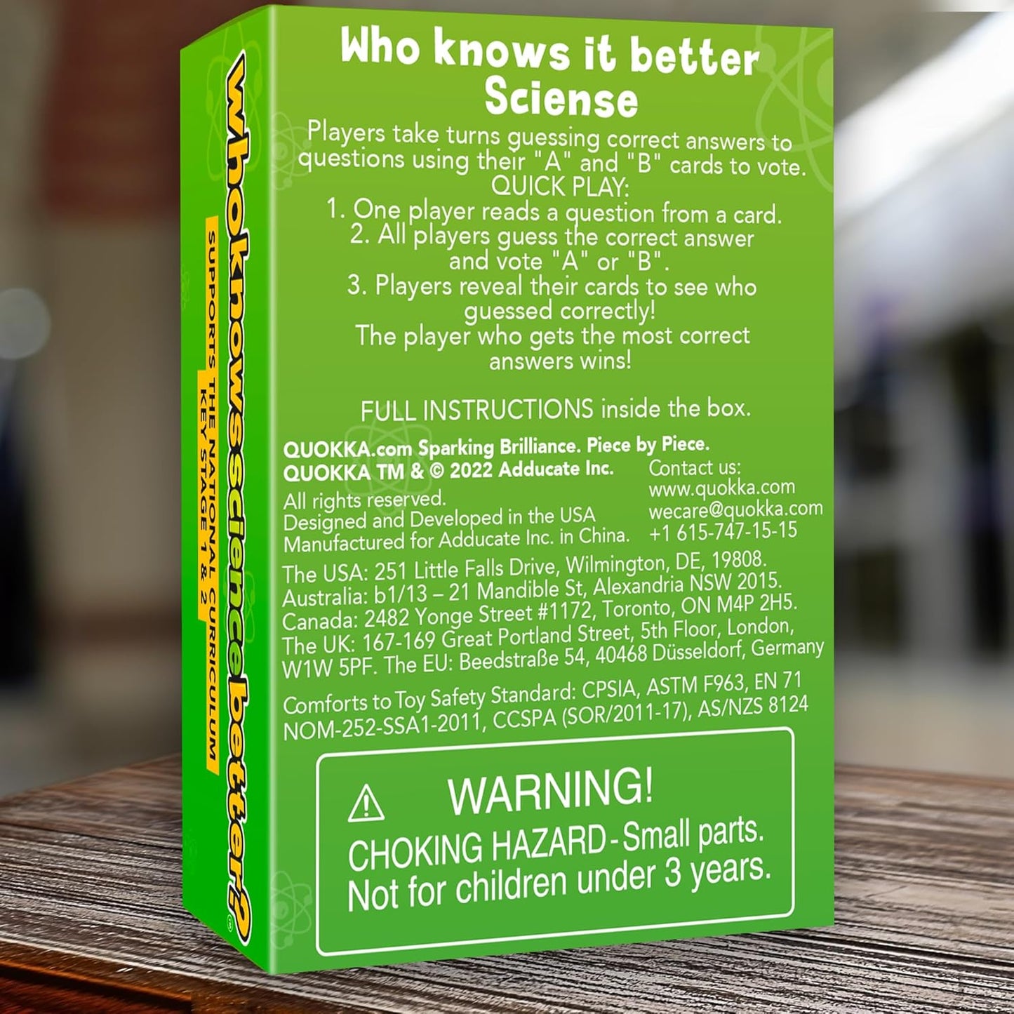 QUOKKA Board Games for Kids 8-12 and Family - Set of 4 Who Knows It Better? - 2000+ Questions Across Biology, Culture, STEM and Math - Educational Trivia Cards for Learning and Game Night