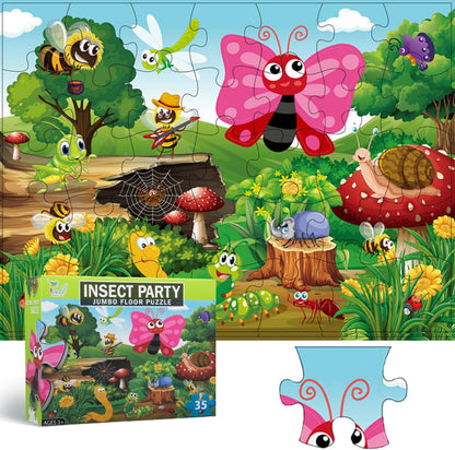 Jumbo Floor Puzzle for Kids, Large Jigsaw Puzzles 35 Piece for Kids Ages 3-5,Preschool Learning & Education Toys, Gifts for 4-8 Year Old Boys and Girls (Grassland Animal)