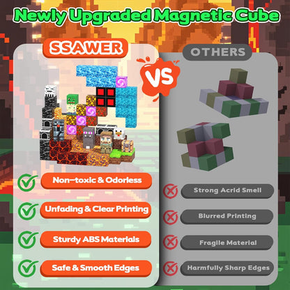 Magnetic Blocks Toys for Kids, 100 PCS Building Blocks Cubes, Stacking Magnetic Tiles Toys for Kids Toddlers Boys Girls Ages 3 4 5 6 7 8-12 Birthday Gifts Party Supplies (Underworld)