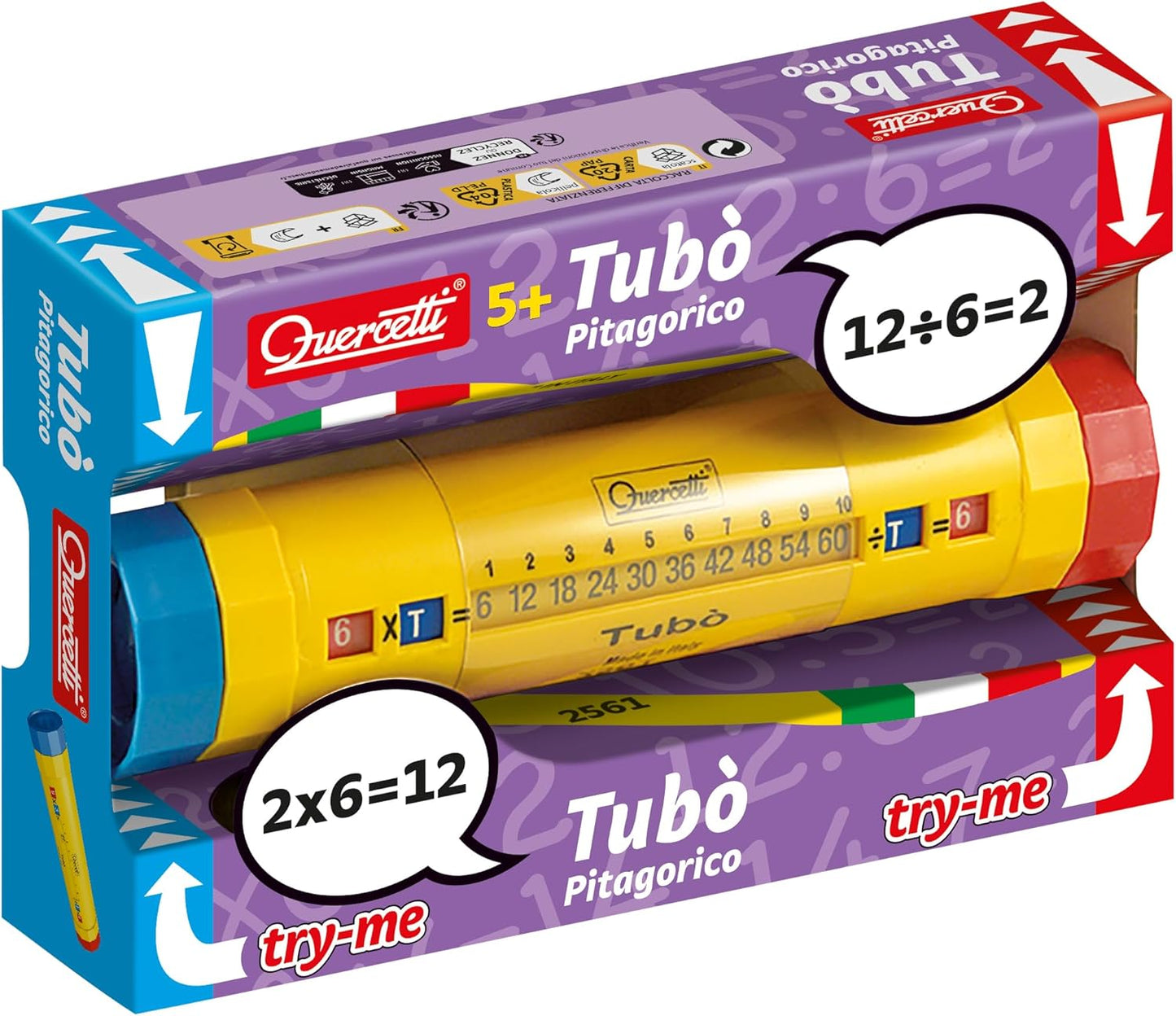 Quercetti: Tubo Multiplication - Interactive Educational Toy, Turn to Practice & Learn Math Equations, Division & Multiplication Tables, STEM Kids 5+