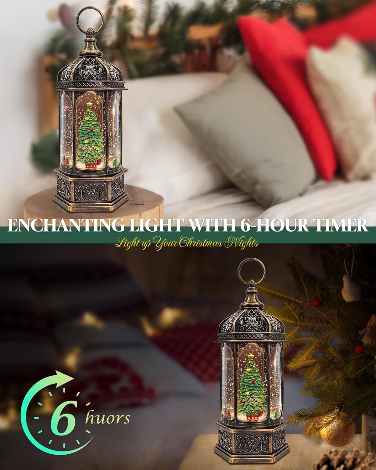 Musical Christmas Snow Globes Lantern, 7.87" Lighted Electric Snowglobes with 8 Holiday Songs 6H Timer Dual Power, Snowman Christmas Ornaments Snow Globe for Kids Adults Xmas Decor Gifts for Men Women