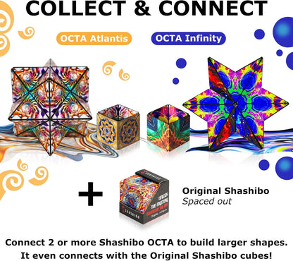 Shashibo Octa Shape Shifting Box - STEM Fidget Toy with Ultra Strong Magnets, Perfect Sensory Gift for Kids, Teens, and Adults – Pairs w/All Shashibo Cubes (Infinity)