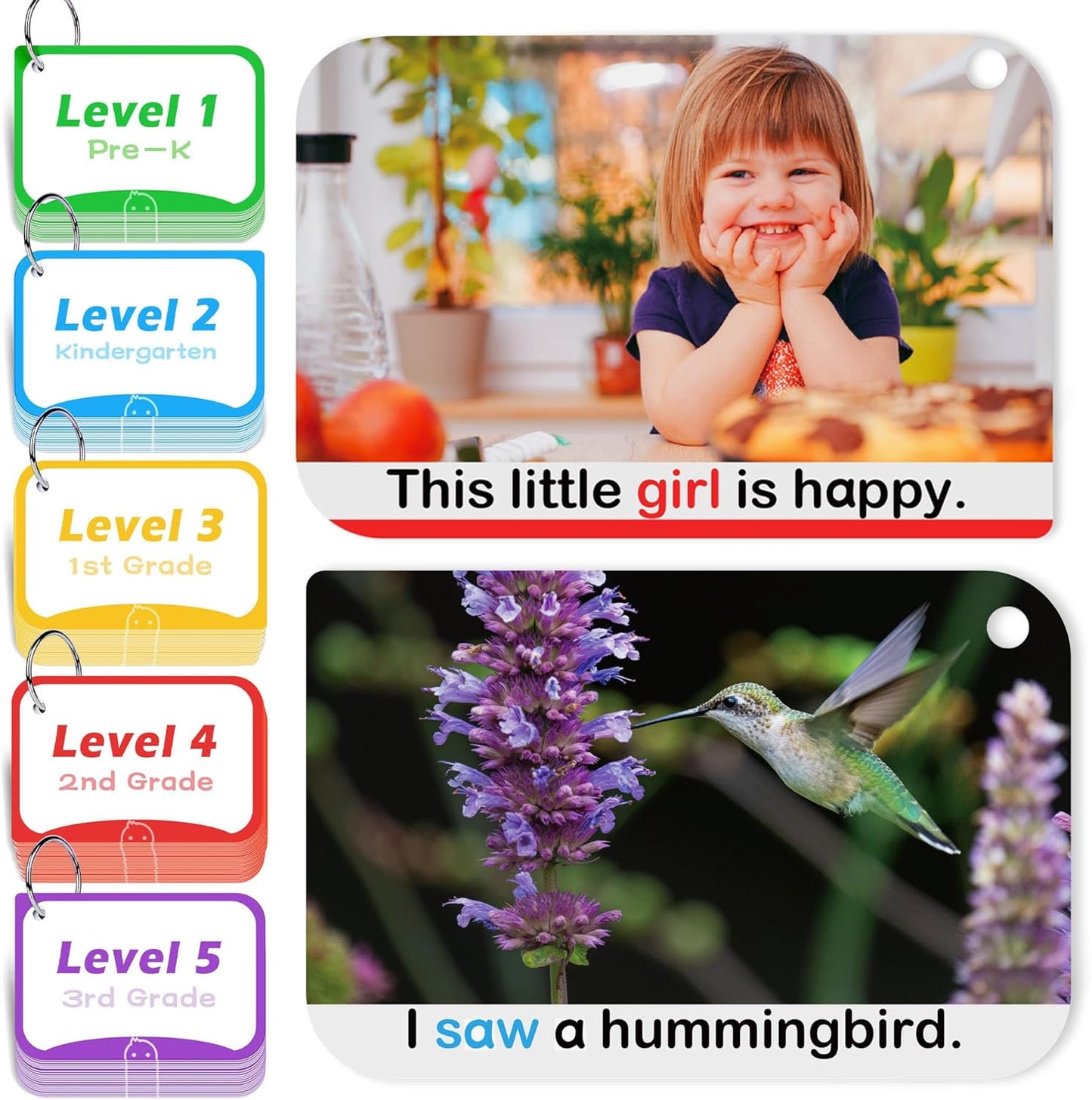 BenBen Sight Words & Phonics Flash Cards, 500 Sight Words & 24 Phonics, 800+ Words, Learn to Read Dolch & Fry High Frequency Site Words for Pre-k Kindergarten 1st 2nd 3rd Grade Kids Ages 3-9