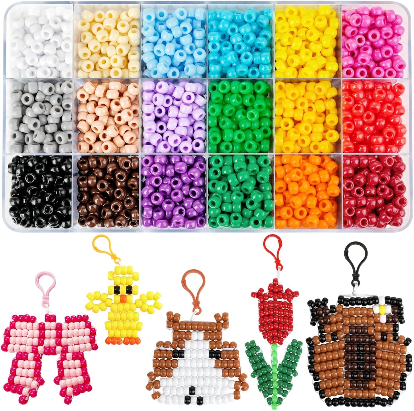 1720+pcs Pony Beads Kit 1830pcs 6 Style Letter Alphabet Beads Rainbow Plastic Pony Bead Bulk Multicolor Kandi Bead Elastic String DIY Crafts Jewelry Making Kit for Bracelets Necklaces