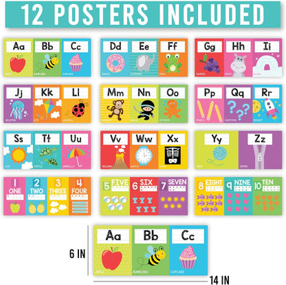Hadley Designs Alphabet for Classroom Wall Decor - ABC Posters for Classroom Wall Chart Preschool & Kindergarten, ABC Letters & Number Line Elementary, Alphabet Cards, Pastel Classroom Decor