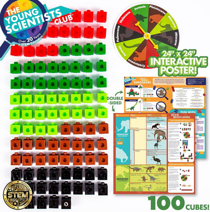 The Young Scientists Club STEM Cubes, Build, Learn & Create with 100+ Math Cubes Manipulatives, 4-in-1 Educational Games, Math Cubes for Kids Ages 4-8, Awesome Learn Through Play Toys