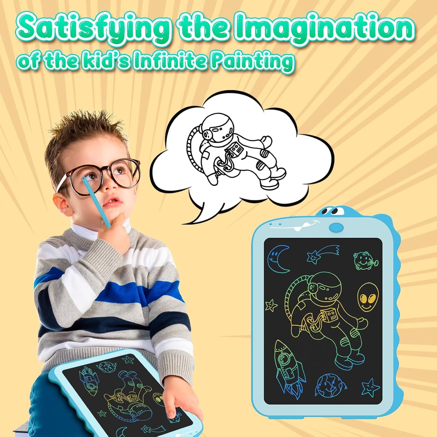 LCD Writing Tablet for Kids 8.5" Toddler Toys Learning Drawing Board Dinosaur Toys for 3 4 5 6 7 Year Old Boys Girls Birthday Gifts Idea Light Doodle Pad