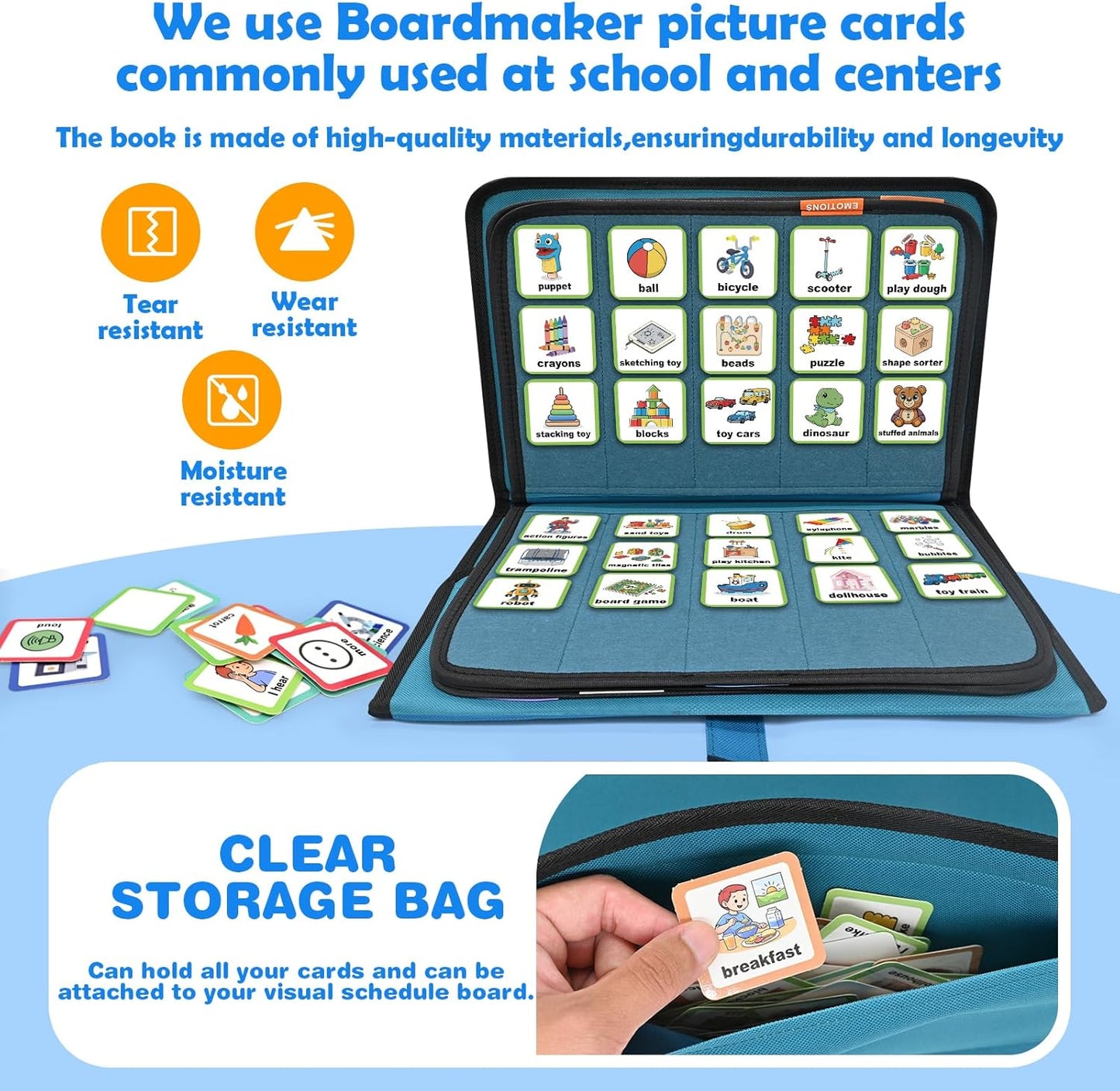 Visual Communication Book, Nonverbal Communication Board, Autism Language Vocabulary Learning Materials, Speech Articulation Therapy Cue Cards for Kids, Toddler Behavior Book for Home School