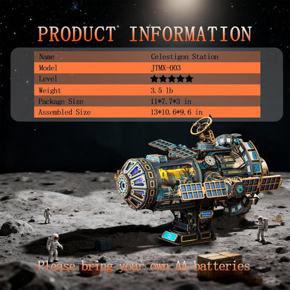 3D Wooden Puzzles for Adults - Space Station Mechanical Model Kit with Lights & Music, 511PCS Adult Wooden Puzzles, DIY Building Toy for Teen & Adults, Miniature House Kit for Birthday Father's Day