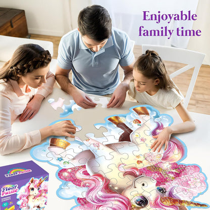 Jumbo Floor Puzzle for Kids,48 Piece Unicorn Large Jigsaw Puzzles,Puzzle for Toddler Ages 3-5,Fun Educational Preschool Learning Toy Easter Gift for Boys & Girls Ages 4-8