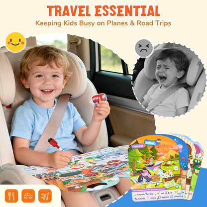 JoyCat Reusable Sticker Book Set (3-Pack): Farm, Pizza-Making, Weather - 90 Pcs Stickers for Toddlers, Kids Sticker Activity Book, Road Trip Travel Toys, Birthday Gifts for Boys and Girls