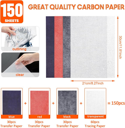 Carbon Paper for Tracing Graphite Transfer-Paper - PSLER 30 Pcs Black Graphite Paper for Tracing Drawing Patterns on Wood Projects Canvas Fabric Artist Lettering Sketch Drawing A4 8.27 X 11.81 Inch