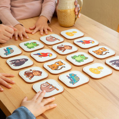 Felt Matching Game for Ages 2–4 – Soft and Safe for Ages 1+ – Montessori Memory Game – Sensory Flash Cards – Best Educational Gift for Ages 1–3 - Woodland Animal Theme