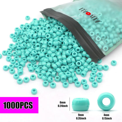 Auvoua 1000Pcs Pony Beads Bracelet 9mm Yellow Plastic Barrel Pony Beads for Necklace,Hair Beads for Braids,Key Chain,Jewelry Making (Yellow)