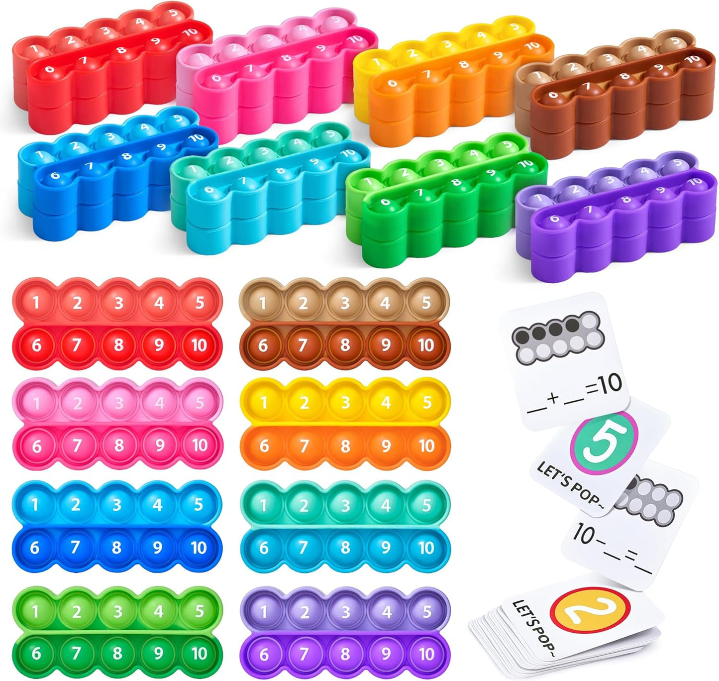Joycat Ten-Frame Math Learning Tools for Elementary-8 Ten Frames and 20 Task Cards Math Counting Games with for Preschool Kindergarten Classroom Learning Activities Kids Ages 3-5