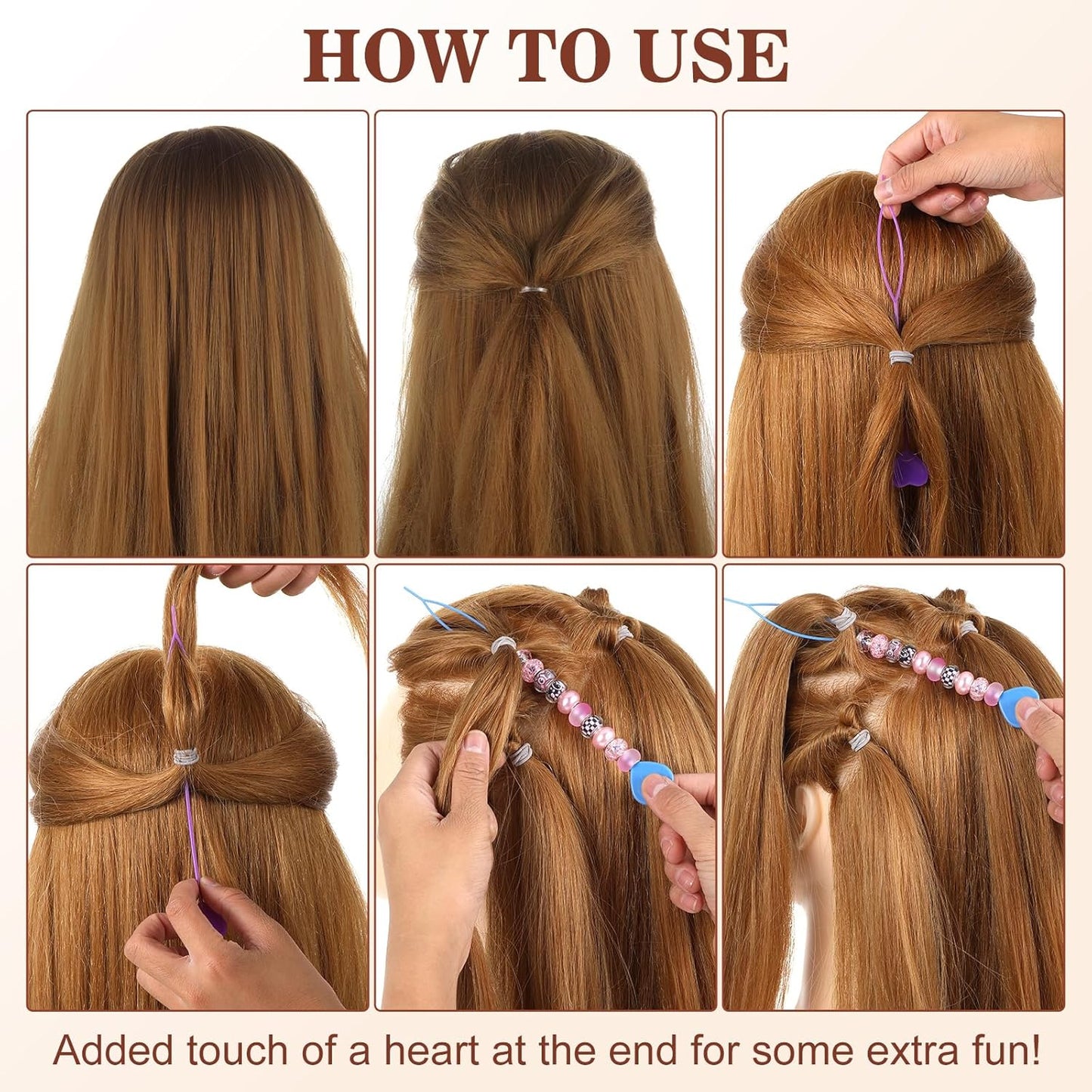 12Pcs Quick Hair Beader Tool Elastic Hair Braiding Set Ponytail Maker Simple Hair Pull Through Tools Black French Threader Braids Loop for Women Girls Plait Styling Accessories Supplies