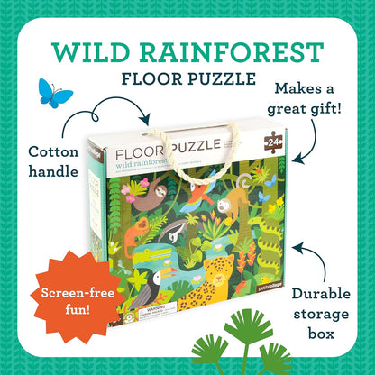 Petit Collage Floor Puzzle, Our World, 24-Pieces – Large Puzzle for Kids, Completed Map Puzzle Measures 18” x 24” – Makes a Great Gift Idea for Ages 3+