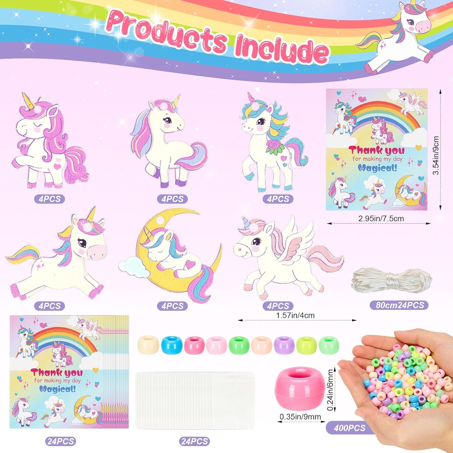 Bafeil 24 Set Easter Crafts Bead Necklace Making Kit for Kids - DIY Make Your Own Bunny Necklace for Arts and Crafts Project, Classroom Activities Gifts, Party Favors & Easter Basket Stuffers