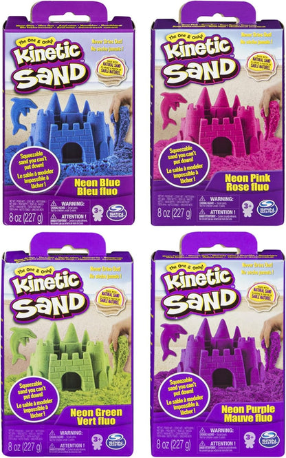Kinetic Sand 8oz Neon Box (Variety of Colours - Style Picked at Random. One Supplied)