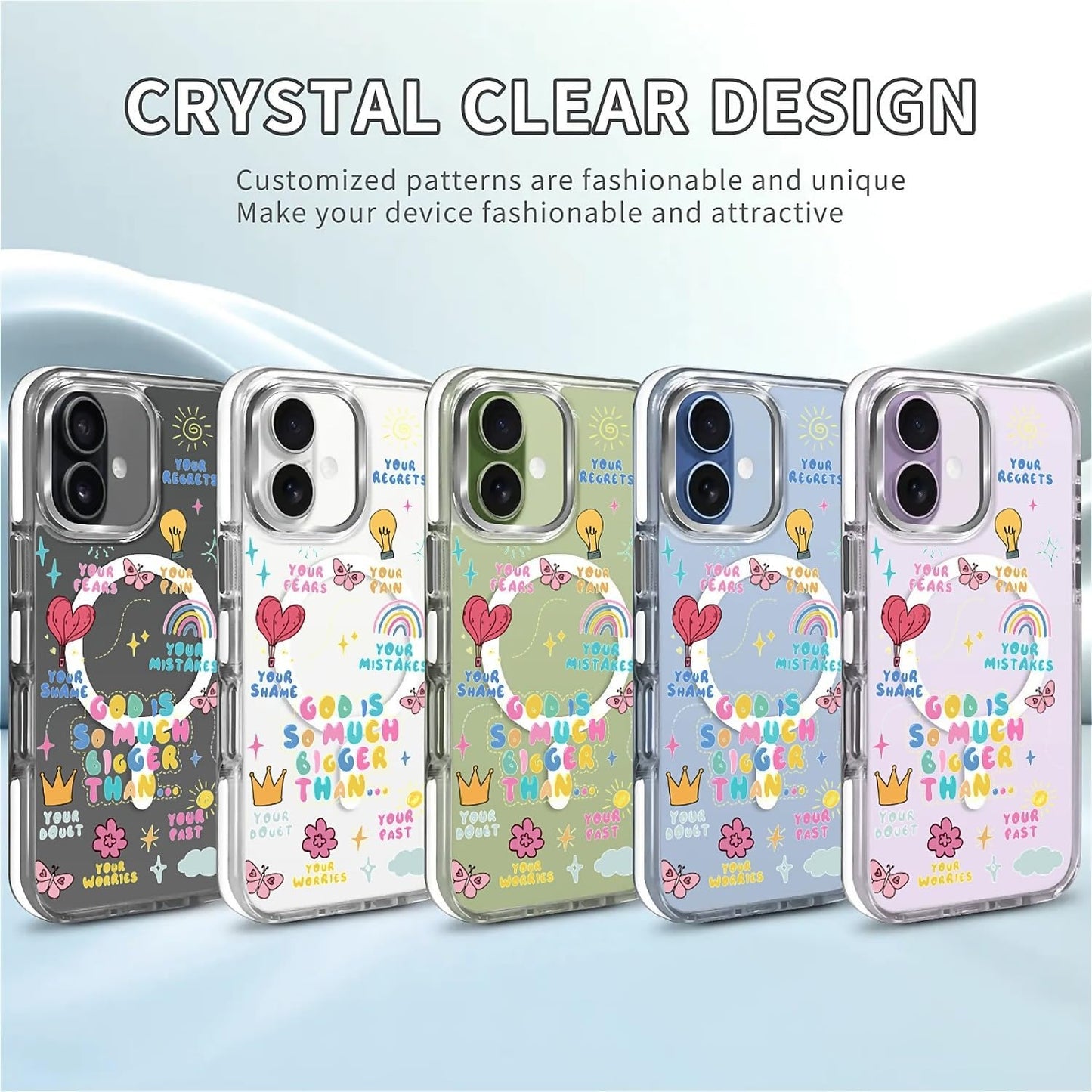for iPhone 17 Pro Max Case [Compatible with Magsafe],Girls Women Clear Magnetic Case Silicone Shockproof Protective Cover with Pattern Colorful Motivational Letters