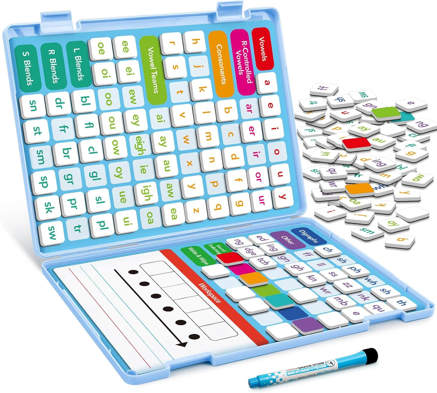 Aizweb Phonics Magnetic Letters Tiles,Hooked on Phonics Alphabet Letter Sound,Learn to Read Spelling Phonemic Awareness Speech Therapy Reading Manipulative,Preschool Pre k Classroom Materials