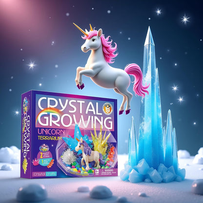 Crystal Growing Kit for Kids-Unicorn Terrarium Kit, Science Kits for Kids Age 6-8, Toys for Boys Age 8-12, Great Gifts Idea for 9 Year Old Girls, STEM Projects