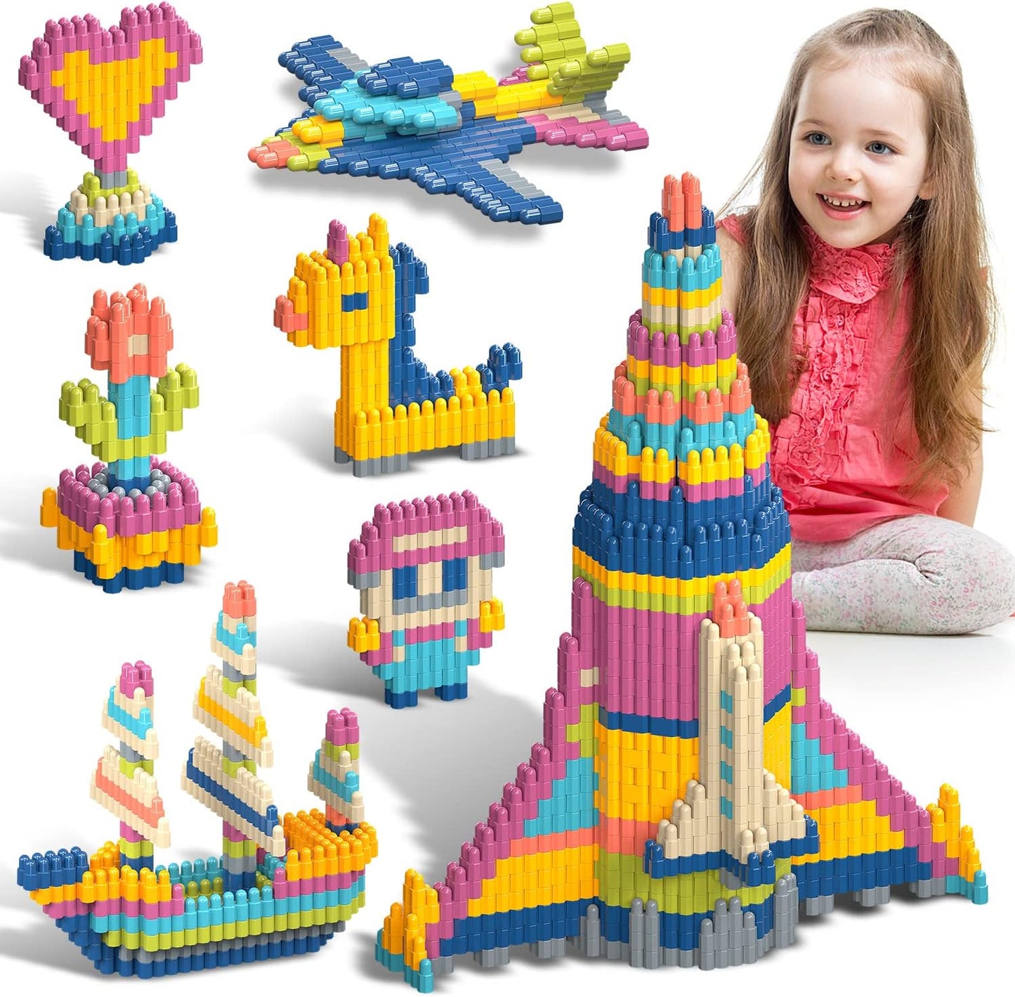 Tigerhu Kids 1120pcs Building Blocks Set Educational STEM Building Toy, Construction Block Toys Set Learning Playset Kit for Boys Girls, Child Brain Development Preschool Kindergarten Toy Age 3+