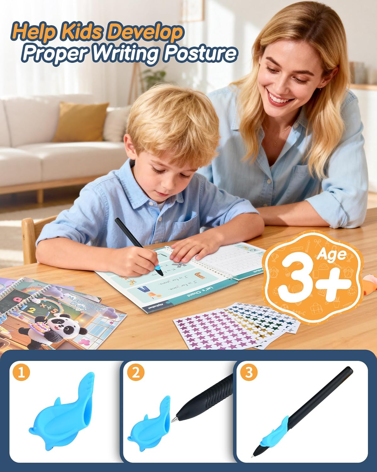 Magic Grooved Writing Practice for Kids Ages 3–8 – 8-Book Reusable 3D Handwriting & Tracing Workbook Kit with Disappearing Ink, Preschool Learning Activity