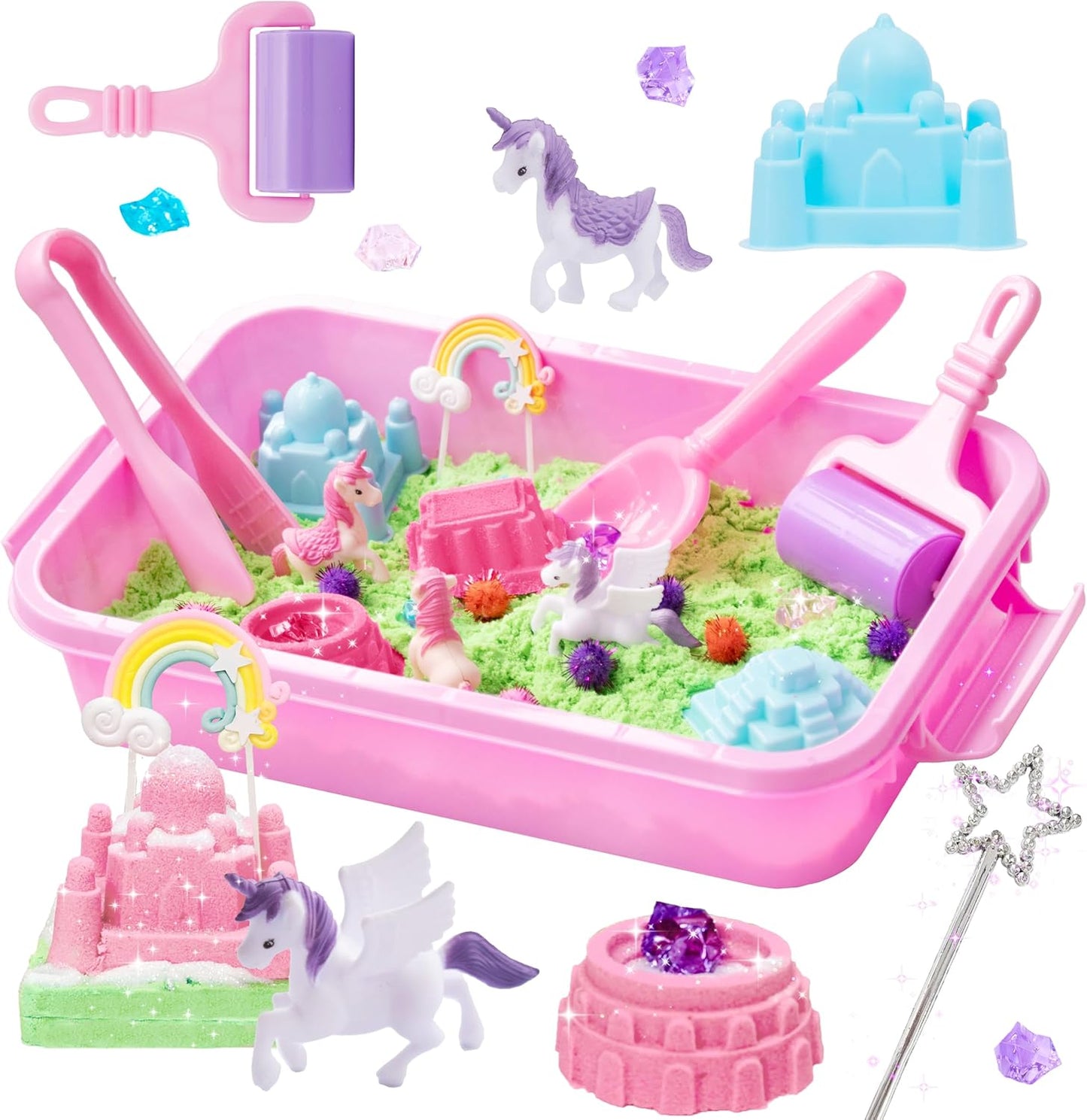 Carolart Mermaid Sensory Bin,Ocean Sensory Play Kit for Girls with Sensory Foam Beads and Storage bin, Ocean Sensory kit,Toddler Toys Ages 3 4 5 6 7 8