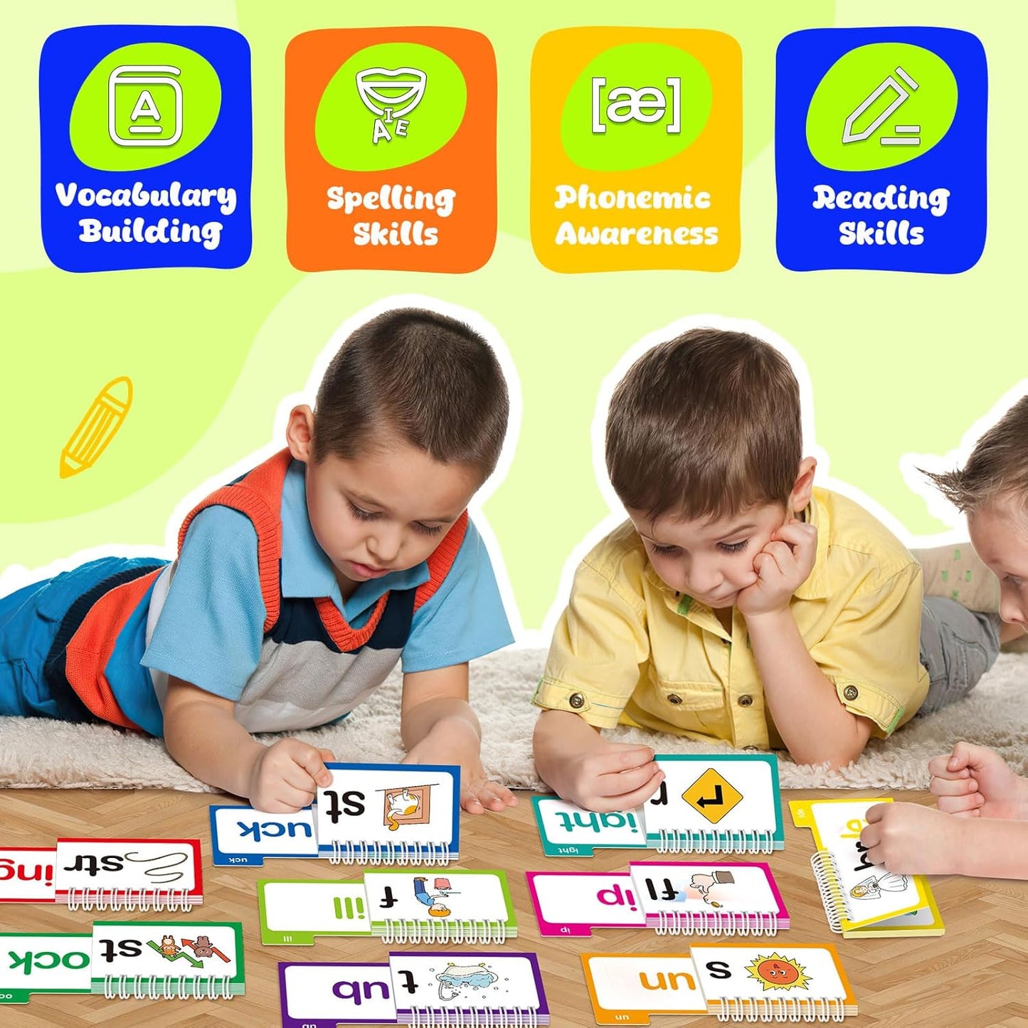 30 Read and Rhyme Flip Books,Word Family Build Book,Learn to Read Phonics Flash Cards,Sight Words Flash Cards Kindergarten Classroom Homeschool Learning Book,Phonics Flashcards,Reading Games