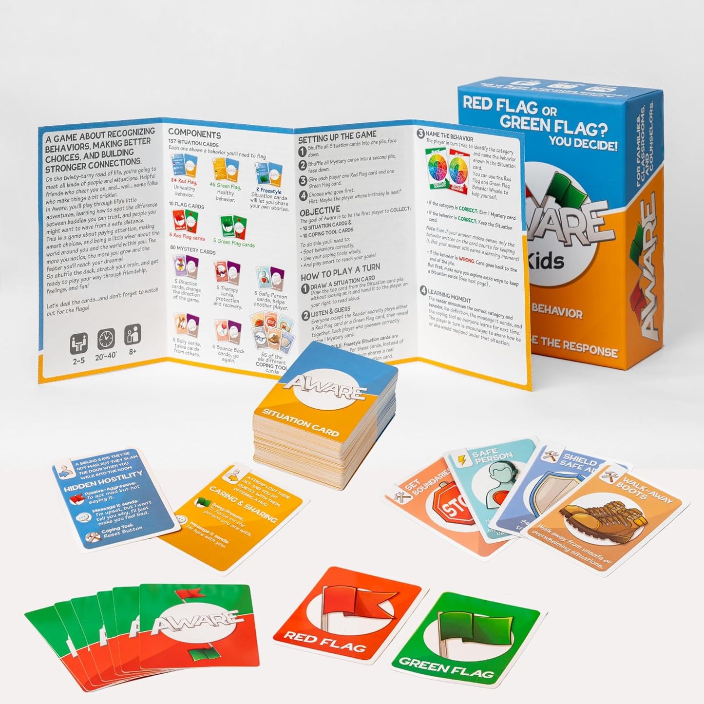AWARE Kids Card Game – Learn to Spot Red Flag & Green Flag Behaviors Through Play | Teaches Healthy vs Unhealthy Behaviors | Ages 8–12 | Family & Classroom Use