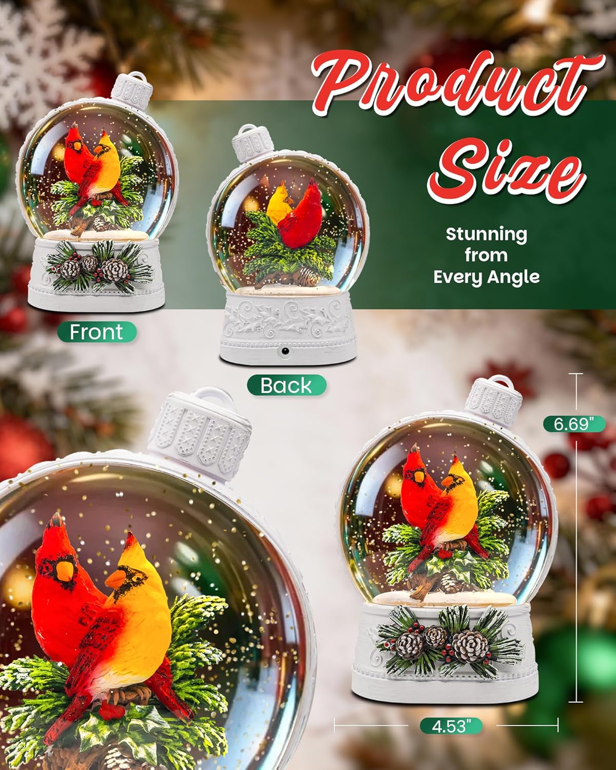Extra Large Christmas Snow Globes Christmas Lantern, 12.99" Musical Snow Globe with 8 Songs, Santa Snowglobe for Kids Adults, 6H Timer Dual Power, Lighted Christmas Decorations Indoor Gifts