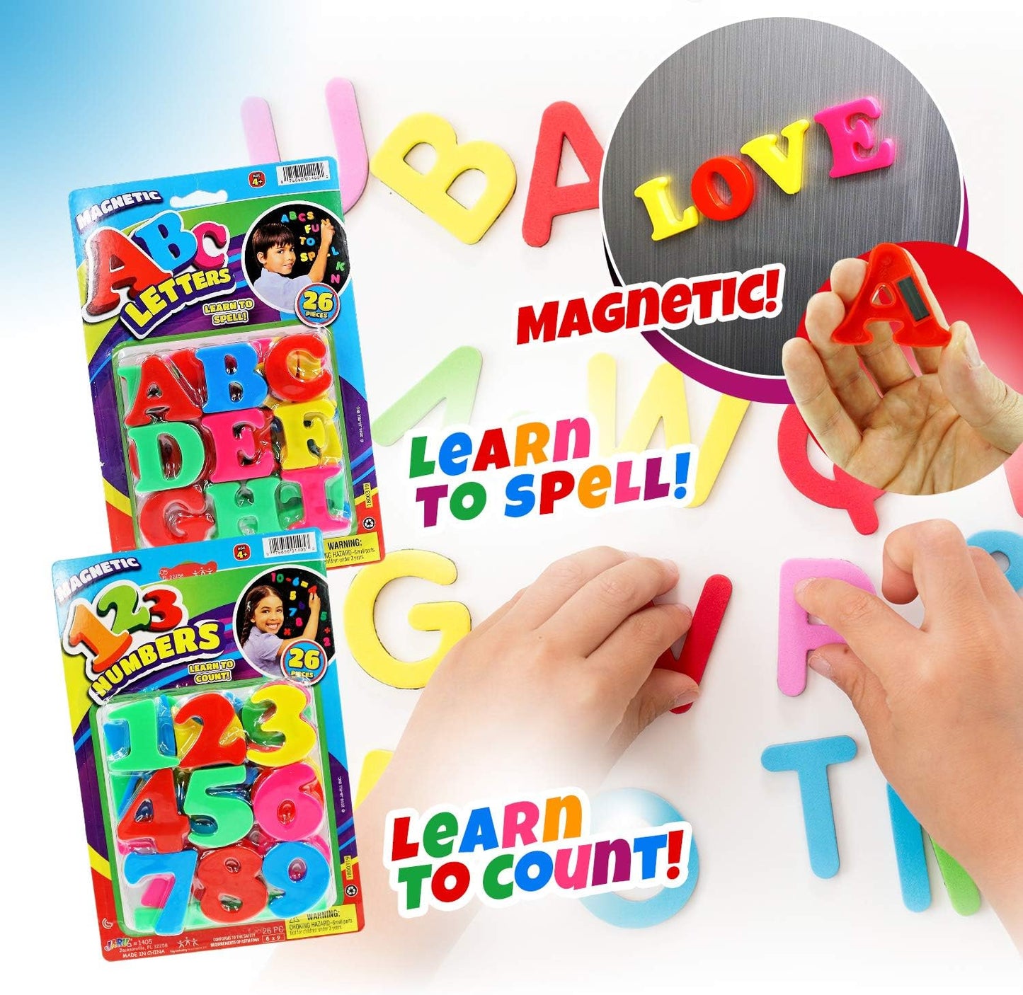 JA-RU Magnetic Letters Toy Set (1 Pack ABC Letters) Colorful Plastic Letters. Refrigerator Magnets for Kids & Toddler. Alphabet Learning, Spelling Words. Educational Preschool Toy. ABC-1405-1A