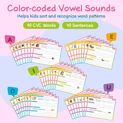 CVC Word Games Sentence Building for Kids, Sight Words Flash Cards Phonics Games Learn to Write Workbooks, Preschool Kindergarten Learning Activities Classroom Must Haves Homeschool Supplies