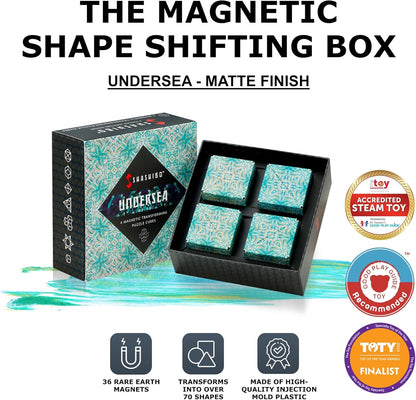 Shashibo Shape Shifting Box - Award-Winning STEM Fidget Toy with Ultra Strong Magnets - Puzzle Cube Transforms Into 100+ Shapes, Perfect Sensory Gift for Kids, Teens, and Adults (Blue Planet)
