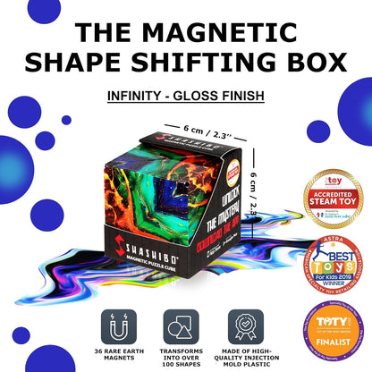 Shashibo Octa Shape Shifting Box - STEM Fidget Toy with Ultra Strong Magnets, Perfect Sensory Gift for Kids, Teens, and Adults – Pairs w/All Shashibo Cubes (Infinity)